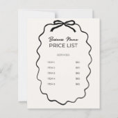 Preisliste (Rückseite)