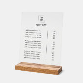Preisliste Acrylschild | Klarer Tischdisplay (Winkel)