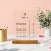 Preisliste Acrylschild | Klarer Tischdisplay (Hochzeit)