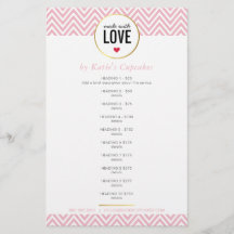 PREISLISTE aus Liebe, modern rosa Zickzack