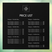 Preisliste | Benutzerdefiniertes schwarzes, modern Fensteraufkleber (Blatt 3)