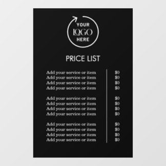 Preisliste | Black Logo Business Professional Fensteraufkleber