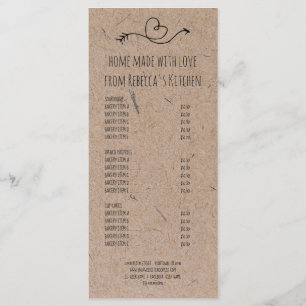 Preisliste & der Bäckerei 'Homemade With Love'  Menükarte