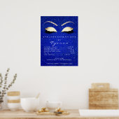 Preisliste der Blue Navy Gold Makeust Artist Lashe Poster (Küche)