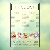 Preisliste der Blume für den Hundegrooming Fensteraufkleber (Blatt 3)