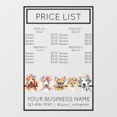 Preisliste der Blume für den Hundegrooming Fensteraufkleber (Blatt)