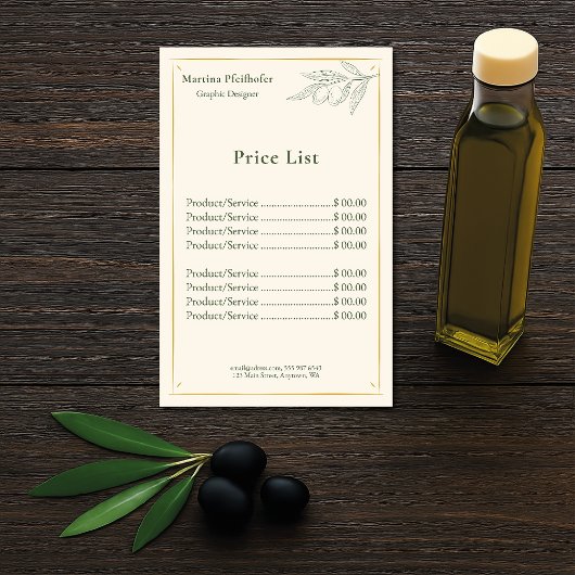 Preisliste der eleganten Olivenhaine Flyer