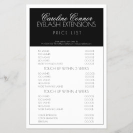 Preisliste der Eyelash-Erweiterungen Schwarz-Weiß- Flyer