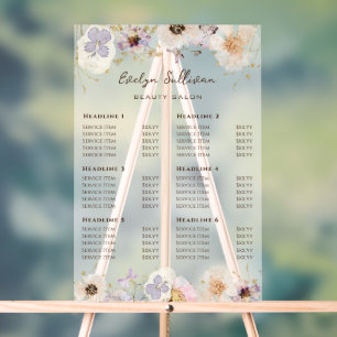 Preisliste der getrockneten Blume Acrylschild