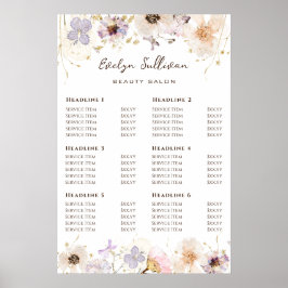 Preisliste der getrockneten Blume Poster