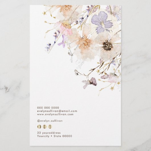 Preisliste der getrockneten Wildblumen Flyer (Hinten)