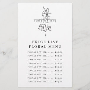 Preisliste der handgezeichneten Florist Blume Shop Flyer