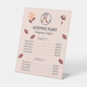 Preisliste der oberen Preisliste für Geschäftsflor Sockelschild (Vorderseite)