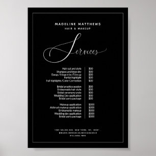 Preisliste der Schwarz-weißen Salons für moderne K Poster