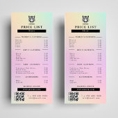 Preisliste des Bekleidungslagers Rosa Holografisch Werbekarte