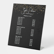 Preisliste des Black & Gold Glitter Beauty Salons