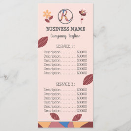 Preisliste des Blumenpickers Pink Business Menu Menükarte