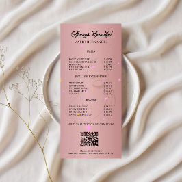 Preisliste des Fachpersonals Rose Gold Qr Code Werbekarte