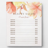 Preisliste des modernen Blumenpastellsalons Fotoplatte (Vorderseite)