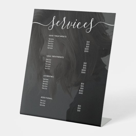 Preisliste des modernen Fotos Einfaches Salon-Serv Sockelschild (Vorderseite)