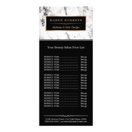 Preisliste des modernen Salons aus weißem Marmor Werbekarte