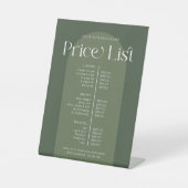 Preisliste des Salons des modernen Boho Sage Green Sockelschild (Vorderseite)