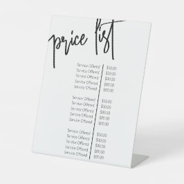 Preisliste des Schwarz-weißen Makeup-Künstlers Sal Sockelschild