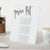 Preisliste des Schwarz-weißen Makeup-Künstlers Sal Sockelschild (In SItu)