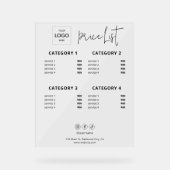 Preisliste Firmenlogo Akryllische Akryllische Besc Acrylschild (Vorderseite)