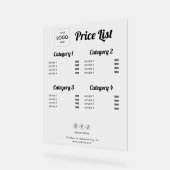 Preisliste Firmenlogo Akryllische Akryllische Besc Acrylschild (Winkel)