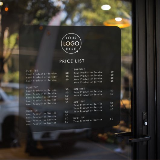 Preisliste | Firmenlogo Schwarz Moderne Minimalist Fensteraufkleber