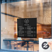 Preisliste | Firmenlogo Schwarz Moderne Minimalist Fensteraufkleber (Café-Fenster)