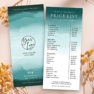 Preisliste für Aquamarine Business Salons in moder Werbekarte