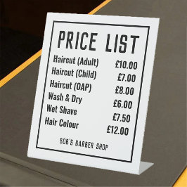 Preisliste für Barbershop Pedestzeichen Sockelschild