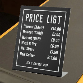 Preisliste für Barbershop Sockelschild