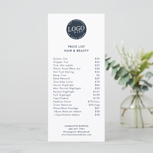 Preisliste für Beauty Salon Services (Stehend Vorderseite)