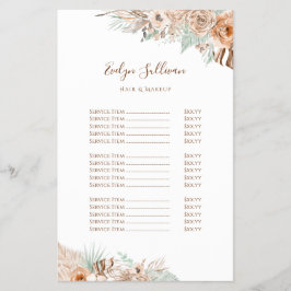 Preisliste für Beige und Minze in tropischer Farbe Flyer