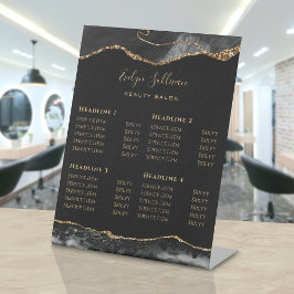 Preisliste für Black and Gold Agate Beauty Salon Sockelschild