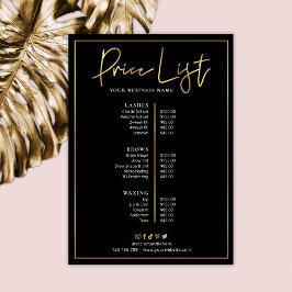 Preisliste für Black Imitats Gold Logo Lash Salon 