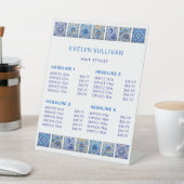 Preisliste für blaue Mittelmeer-Fliesen Sockelschild (In SItu)