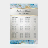 Preisliste für blaue Tinte Acrylschild (Vorderseite)