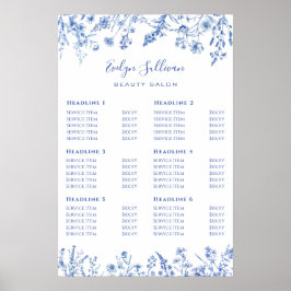 Preisliste für blaue Wildblumen Poster