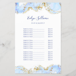 Preisliste für blaues Marmordesign Flyer