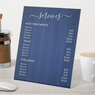 Preisliste für Blue Salon Services Sockelschild