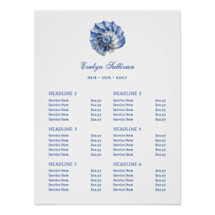 Preisliste für Blue Seashell-Logos Poster