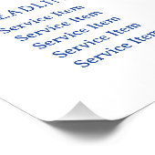 Preisliste für Blue Seashell-Logos Poster (Ecke)