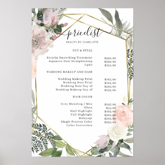 Preisliste für Blumensalon Poster (Vorne)