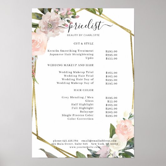 Preisliste für Blumensalon Poster (Vorne)