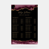 Preisliste für Burgundy Agate Acrylschild (Vorderseite)