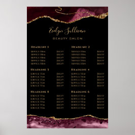 Preisliste für Burgundy Gold Agate Poster
